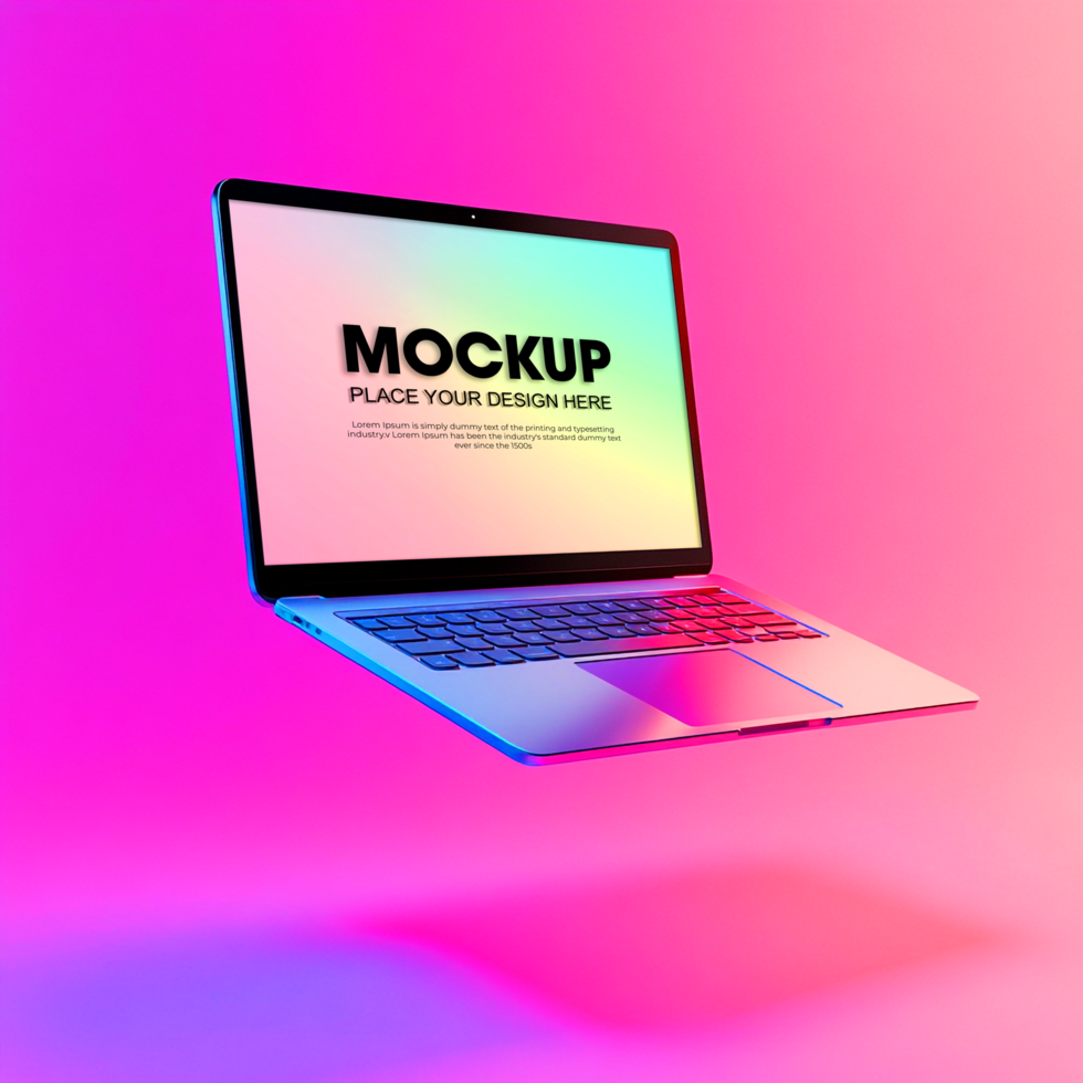 Laptop Mockup Modern Device on Vibrant Gradient Background psd