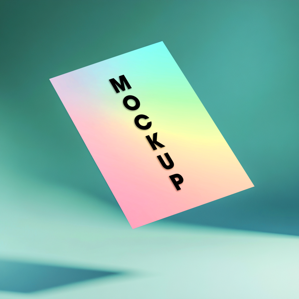 Holographic Business Card Mockup Rainbow Gradient Design Template psd