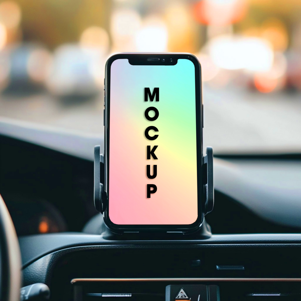 Phone Mockup in Car Perfect for App Website Designs psd