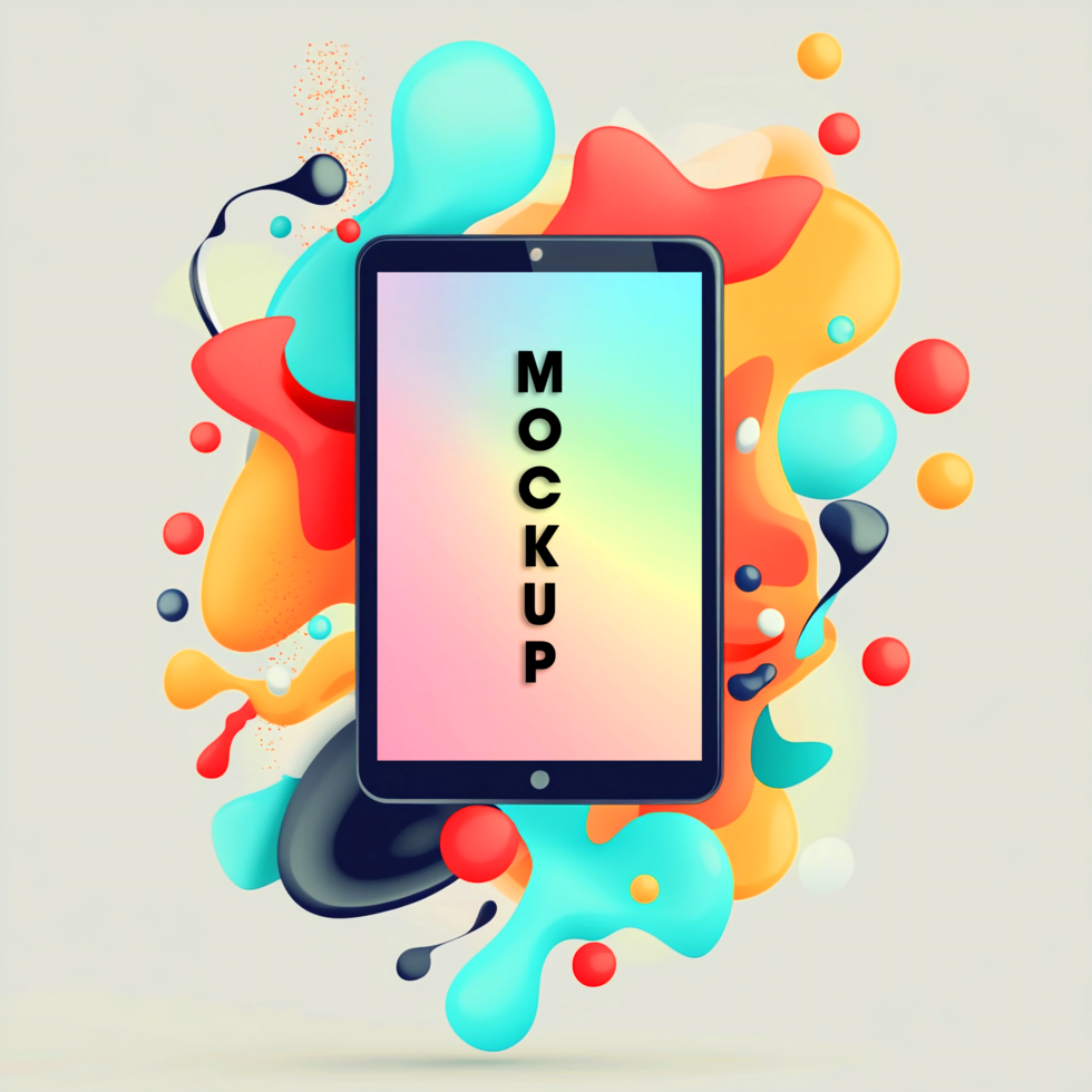 Vibrant Tablet Mockup Colorful Abstract Background for App Presentation psd