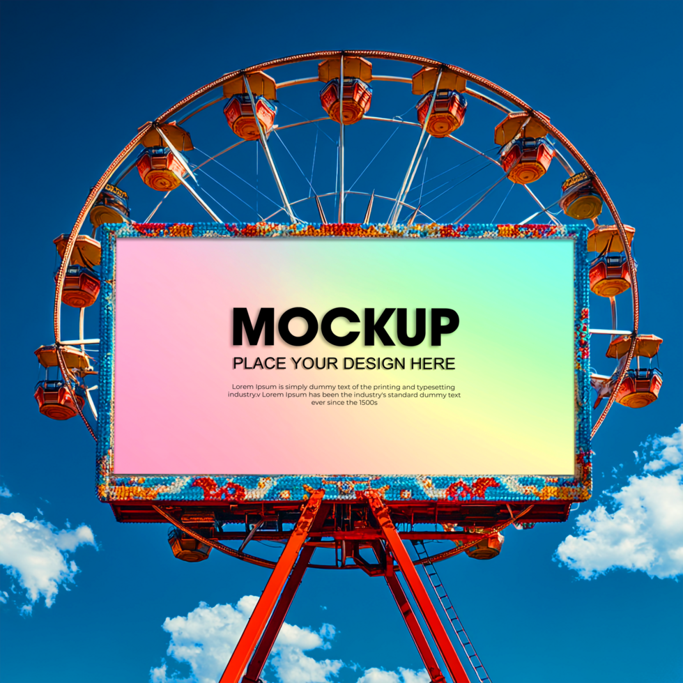 Ferris Wheel Billboard Mockup Ad Space Template psd