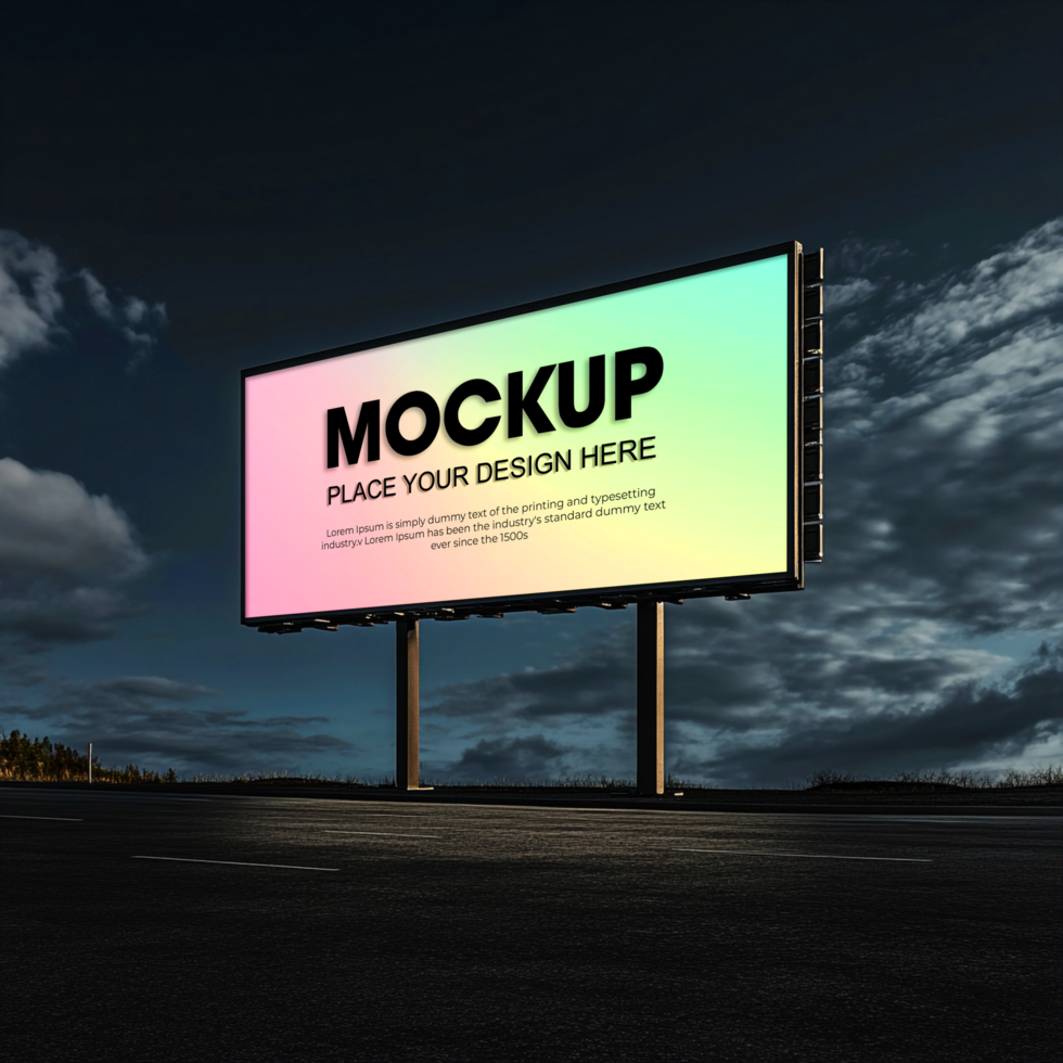 Billboard Mockup Night Sky Advertisement Design psd