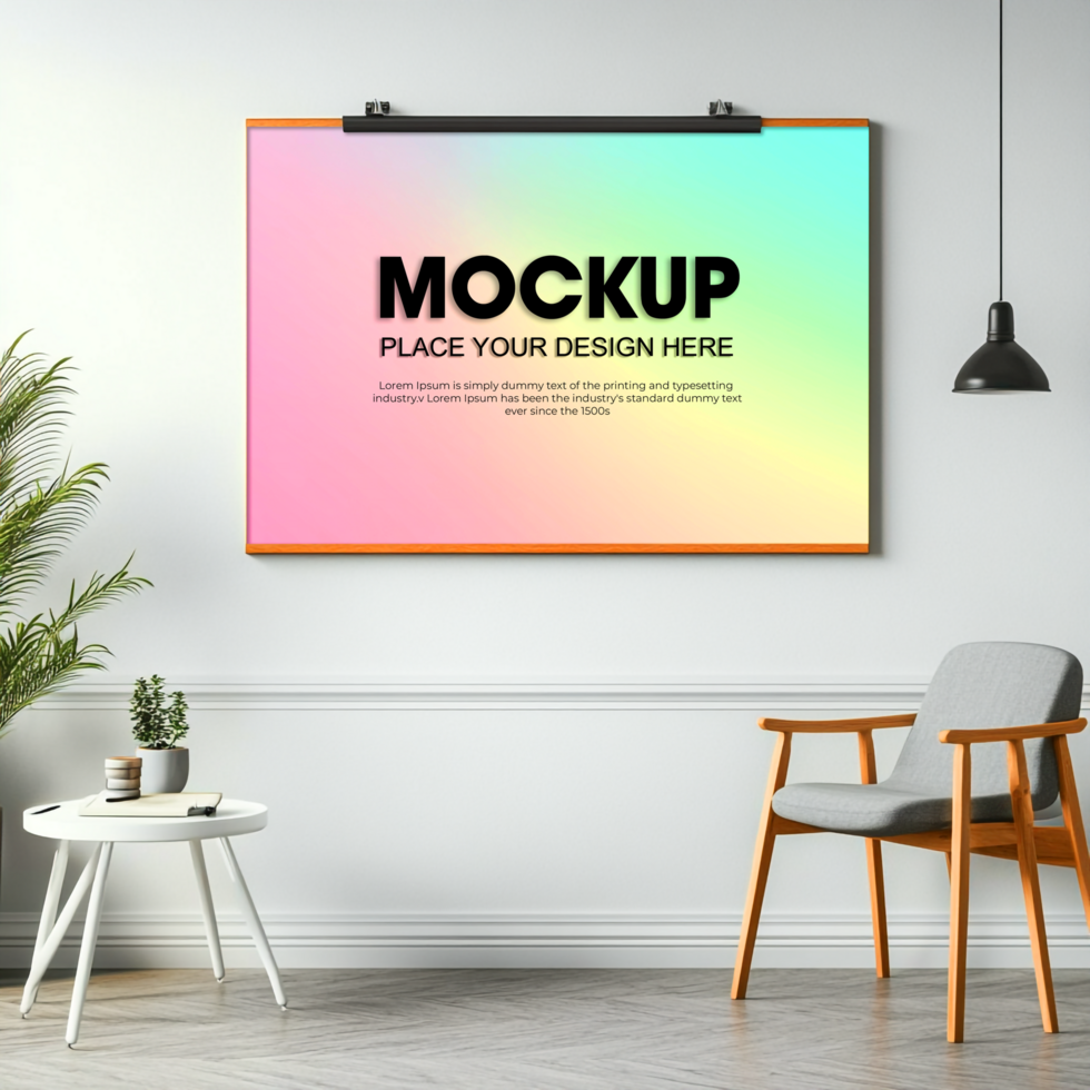 Modern Frame Mockup Pastel Rainbow Background for Your Design psd