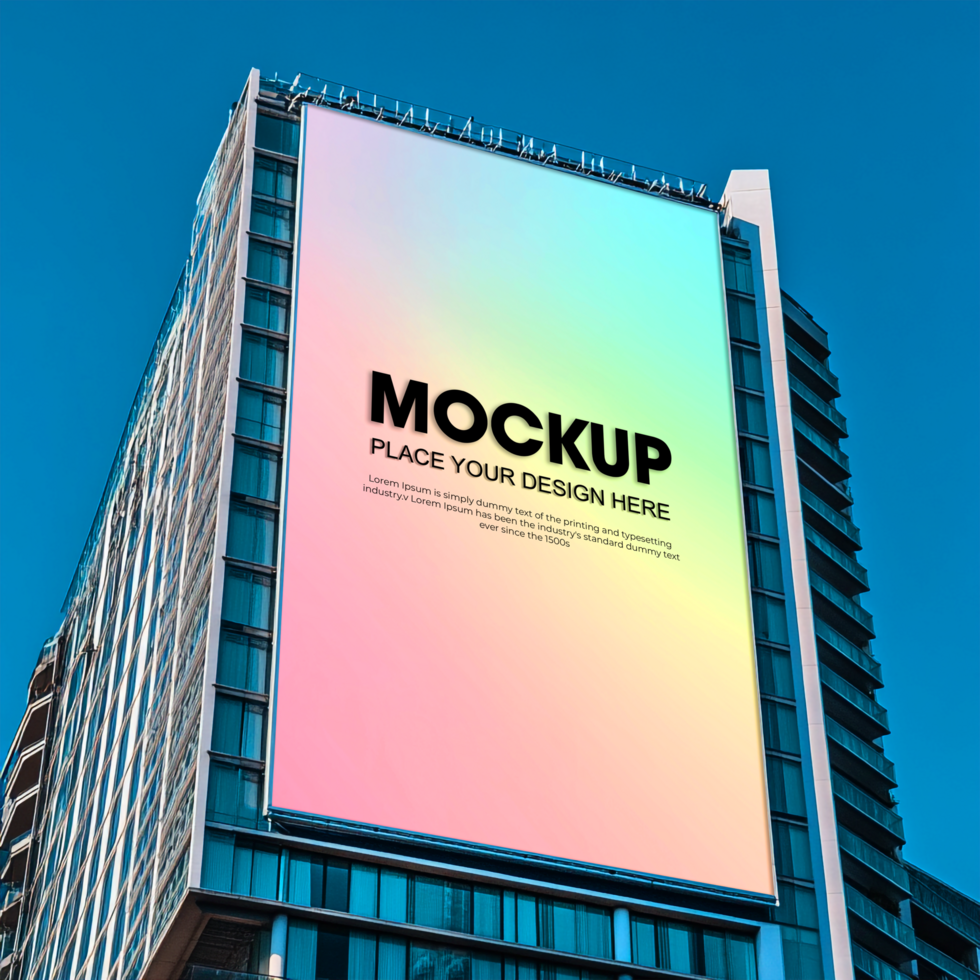 Billboard Mockup Realistic Building Side Ad Template psd
