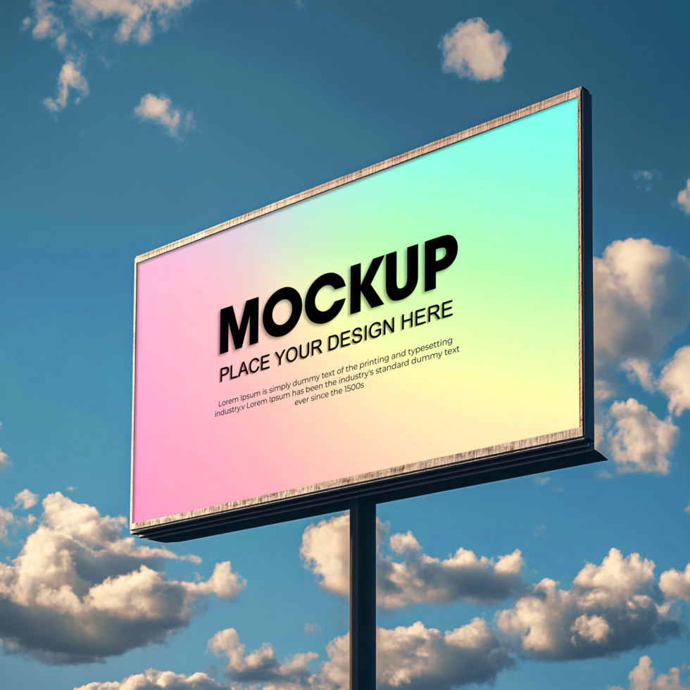 Billboard Mockup Pastel Gradient Design on a Sunny Day psd