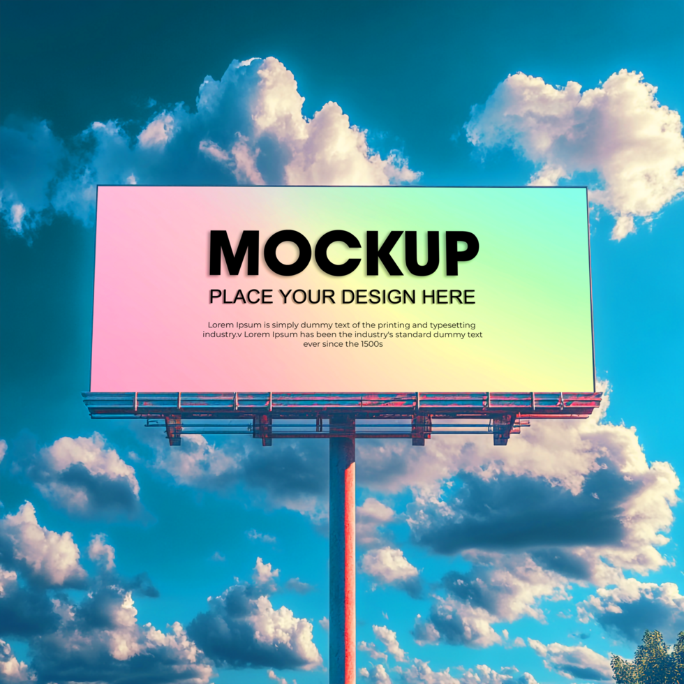 Billboard Mockup Pastel Sky and Cloud Background for Advertising Design psd