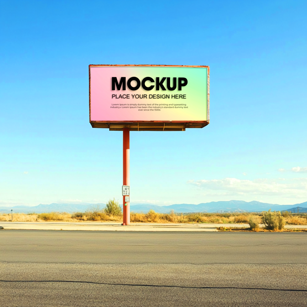 Billboard Mockup Desert Highway Billboard Advertising Template psd