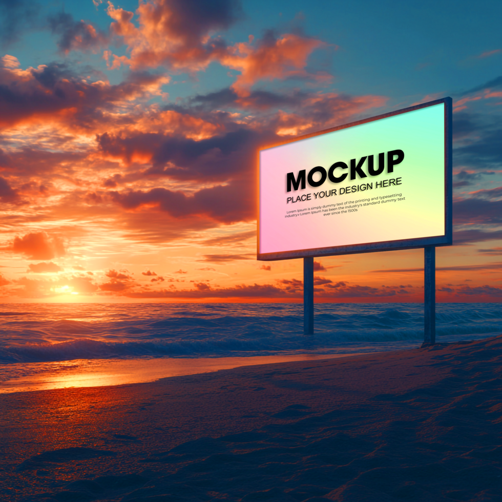 Sunset Beach Billboard Mockup psd