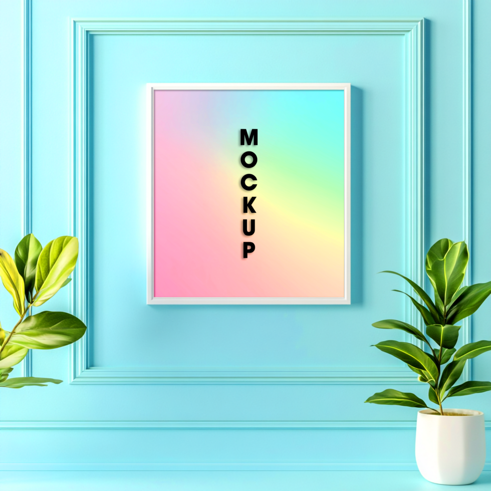 Square Frame Mockup with Pastel Gradient Background psd