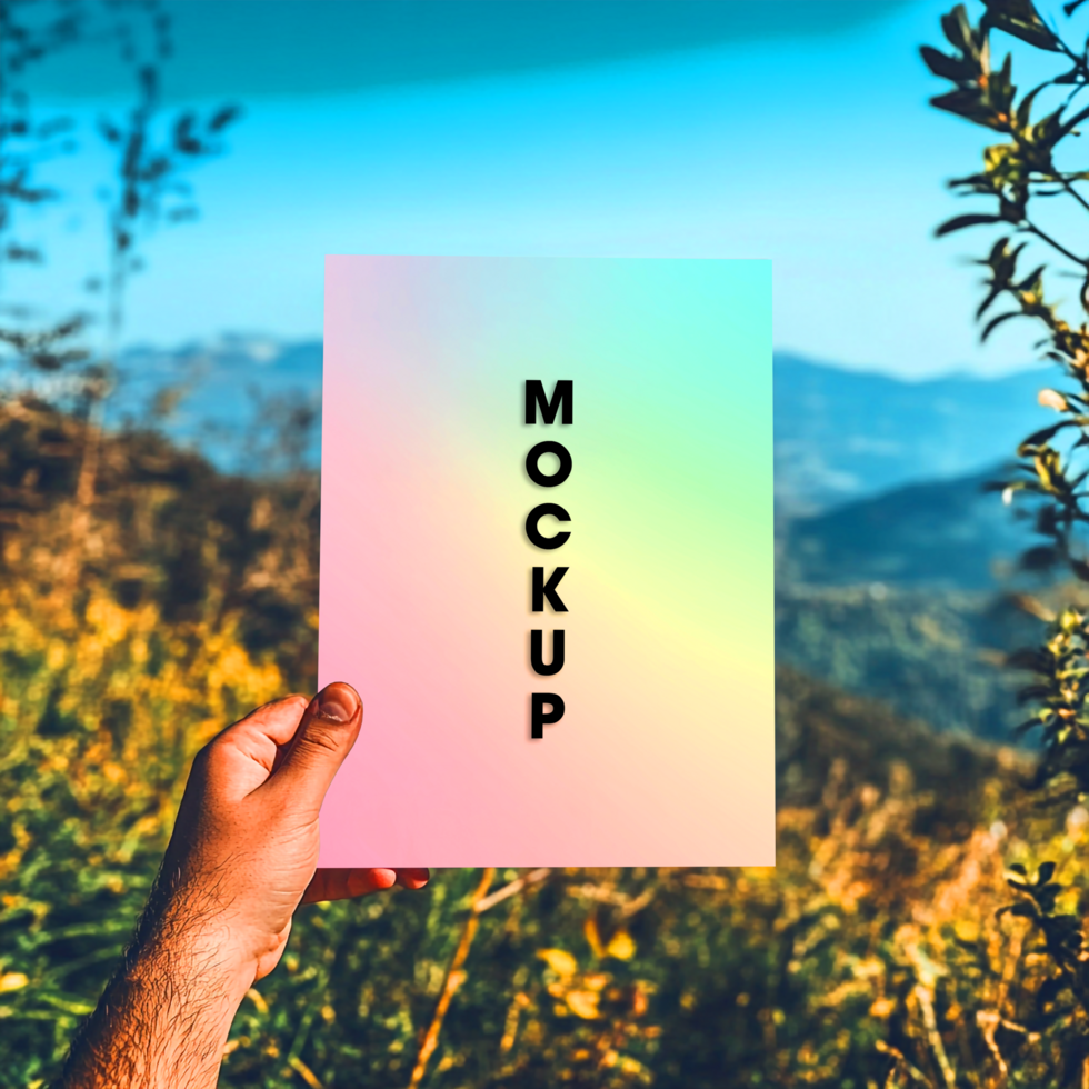 Vibrant Nature Mockup Colorful Gradient Card Design Template psd