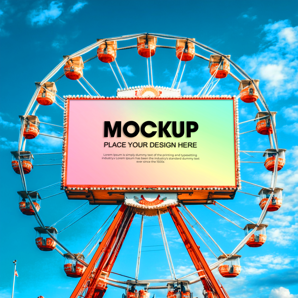 Ferris Wheel Mockup Billboard Ad Template for Amusement Park psd