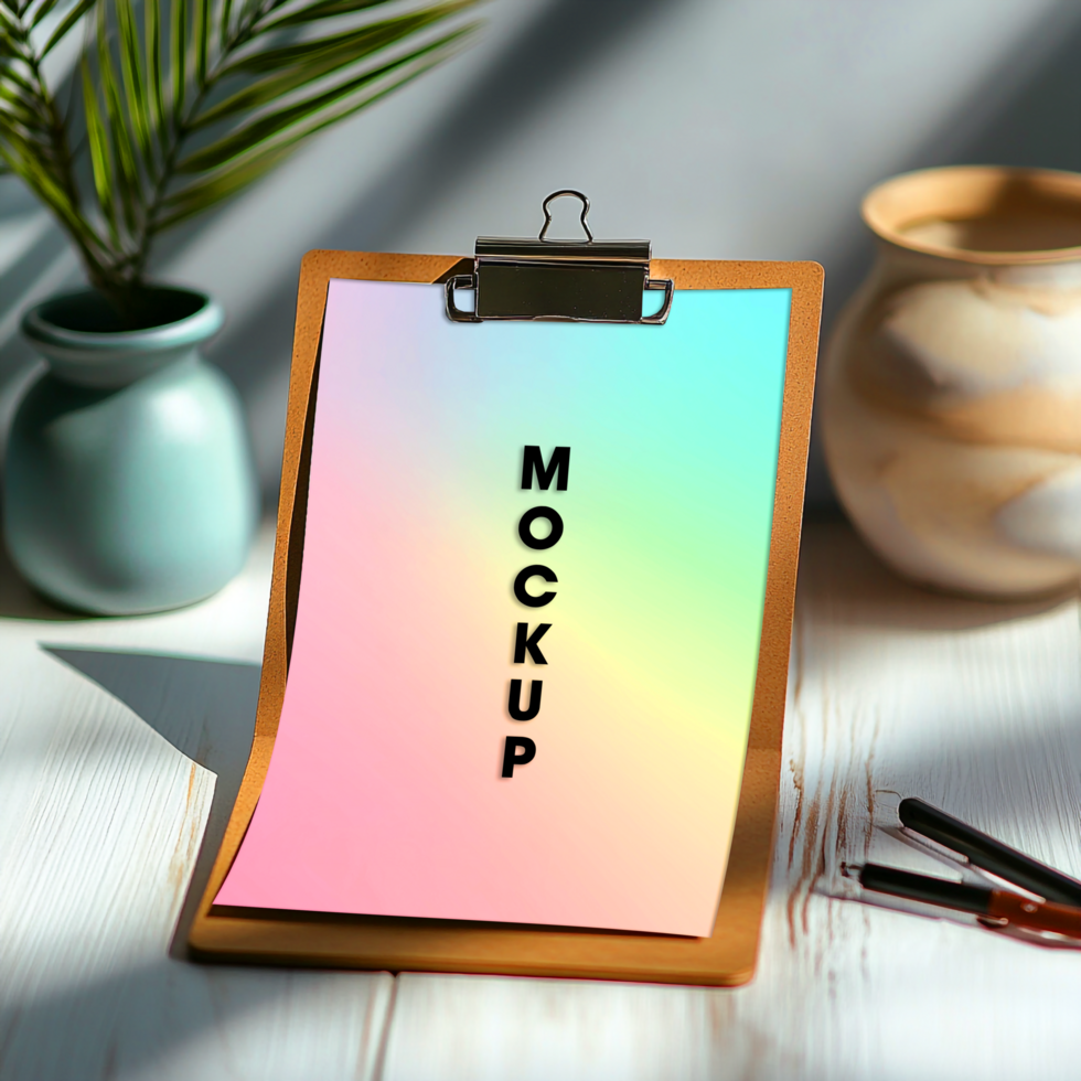 Pastel Gradient Mockup Clipboard Design psd