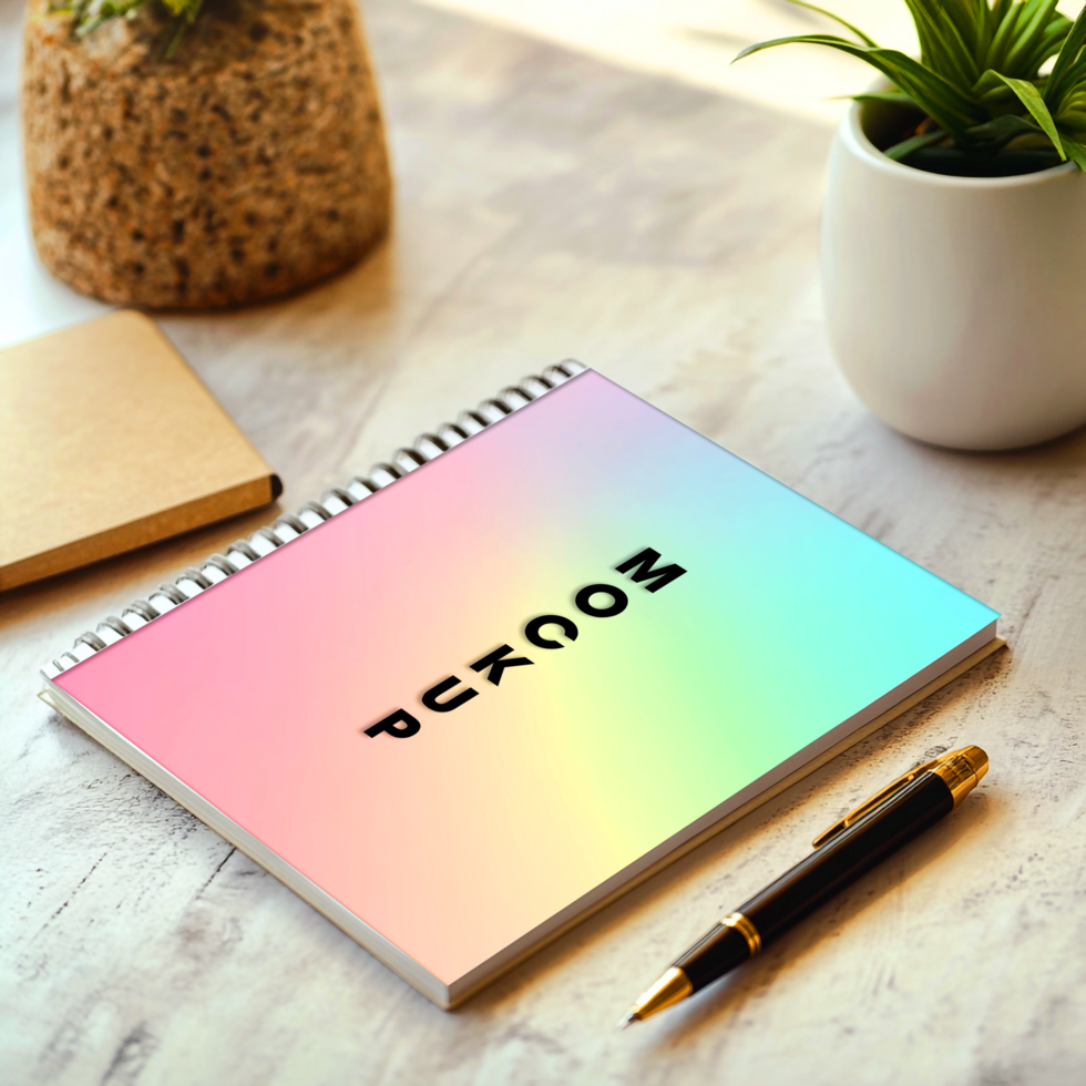 Rainbow Gradient Notebook Pastel Colors Spiral Bound Desk Organizer psd