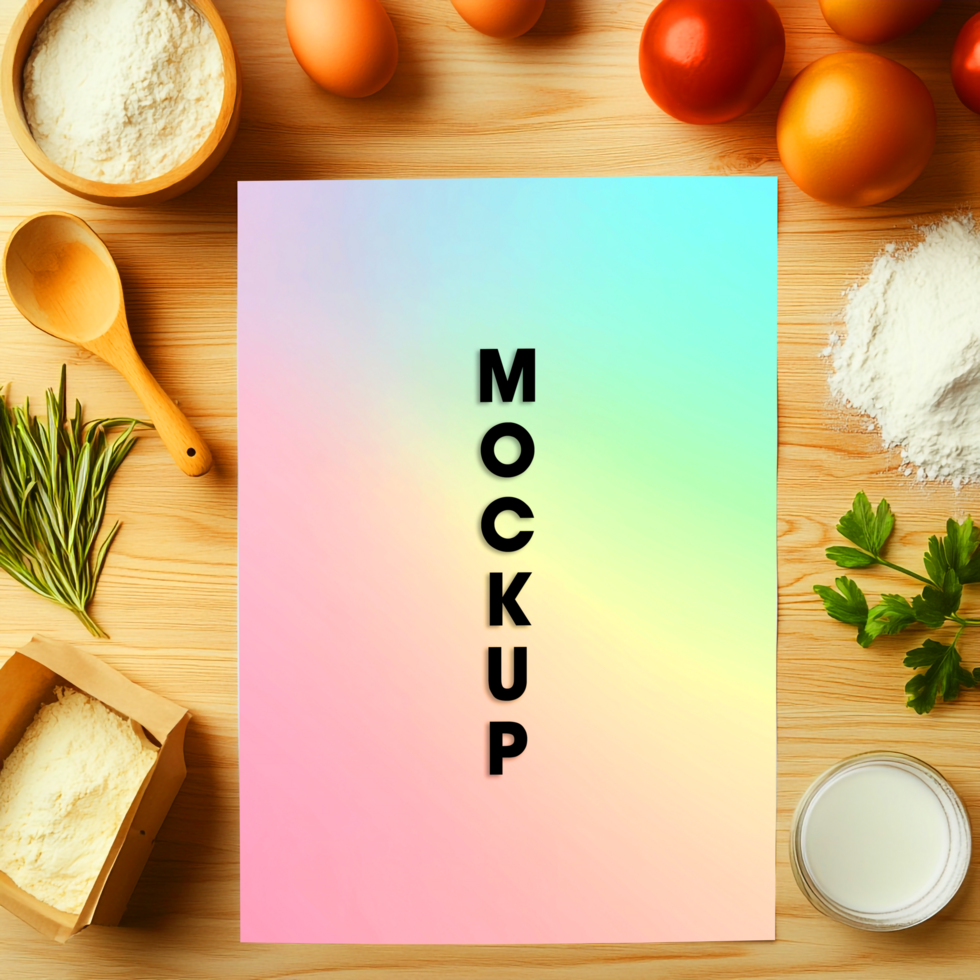 Pastel Rainbow Recipe Mockup Food Blog Cooking Template psd
