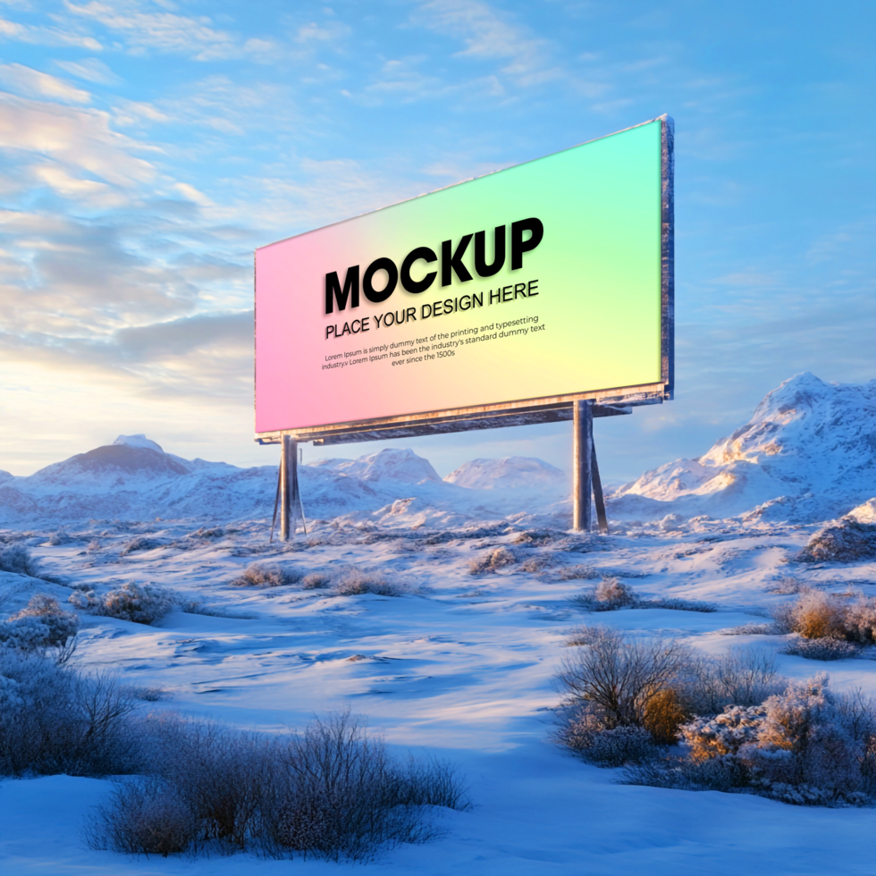 Billboard Mockup Winter Landscape Advertising Template psd