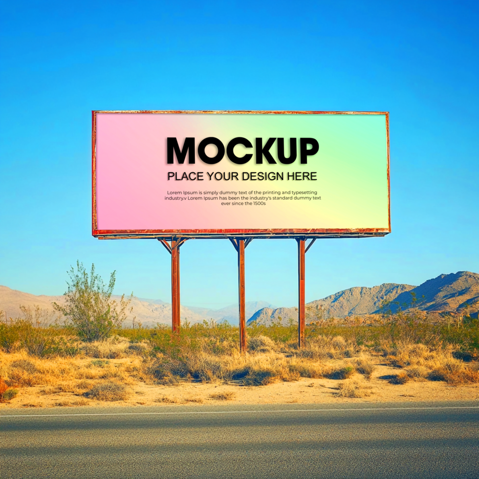 Billboard Mockup Desert Highway Advertising Template psd