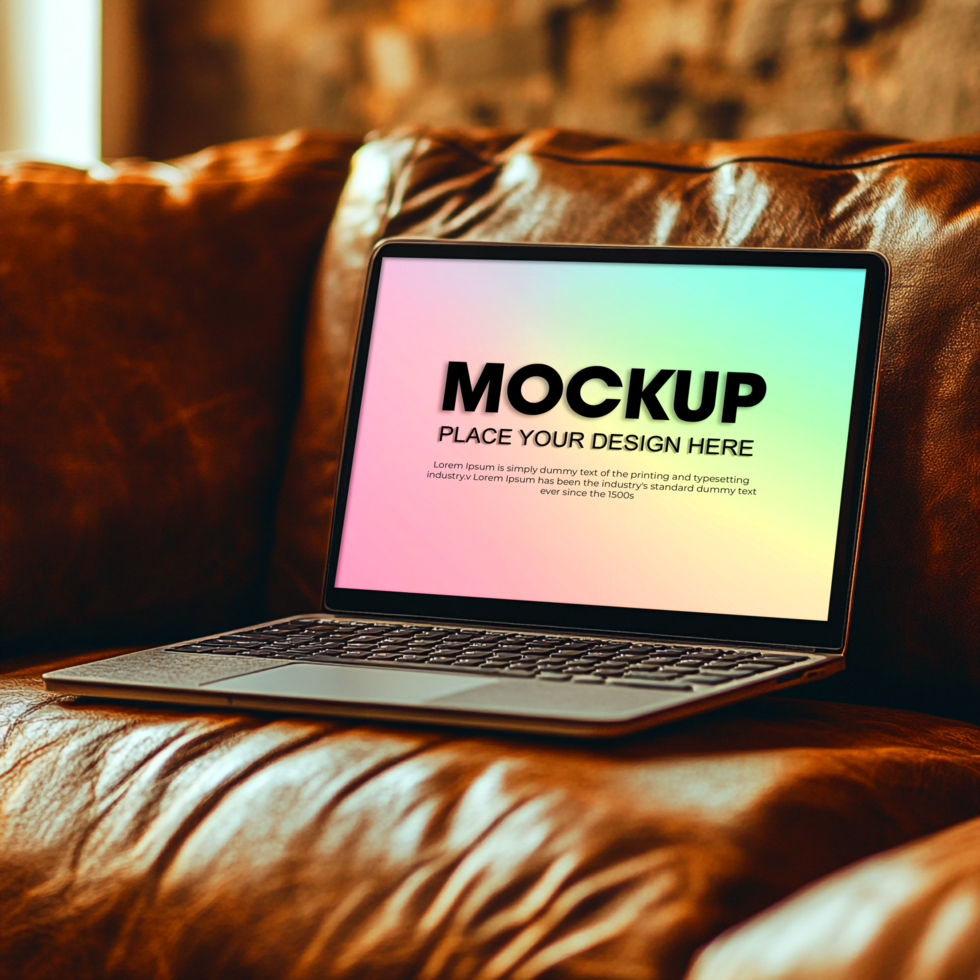 iPad Pro Mockup on Leather Couch Technology Background Image psd