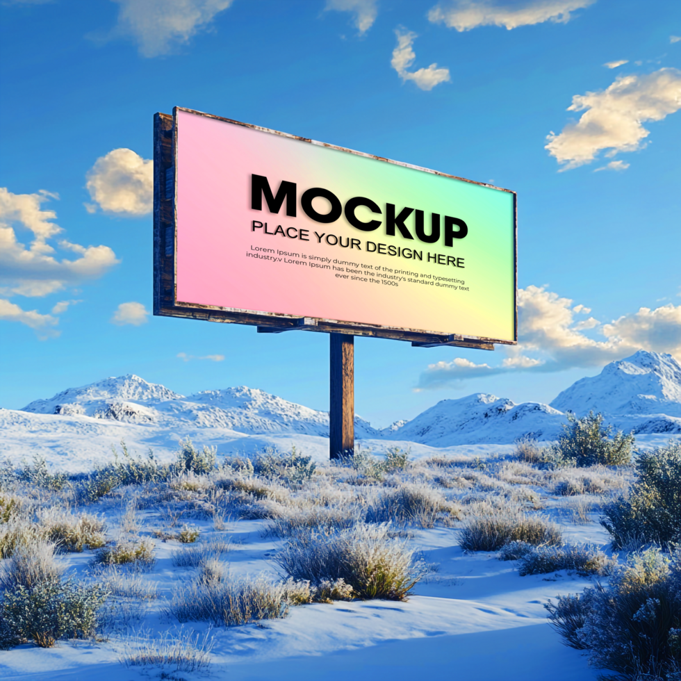 Billboard Mockup Outdoor Advertising in Snowy Mountain Landscape psd