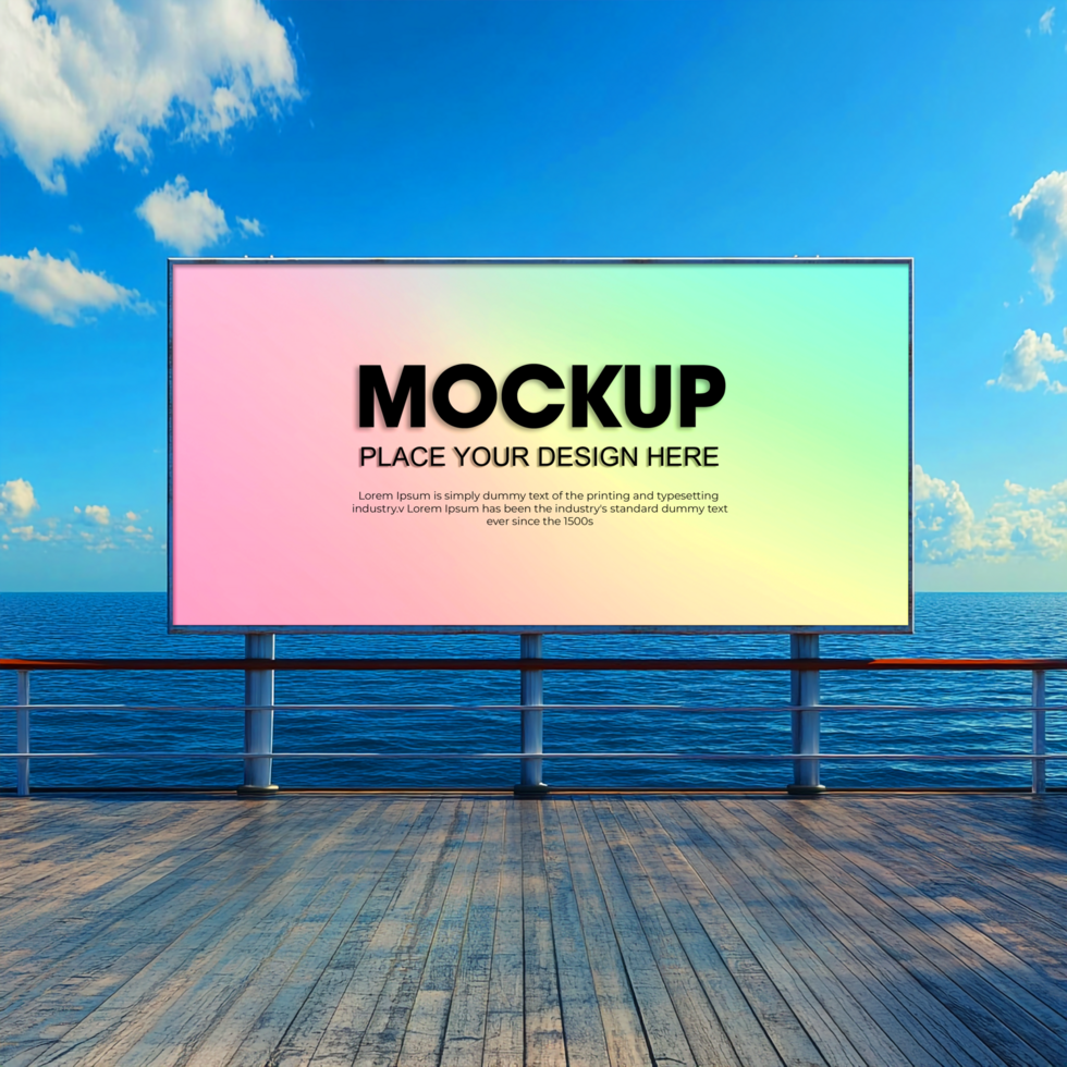 Ocean View Billboard Mockup Perfect for Summer Ad Campaigns psd