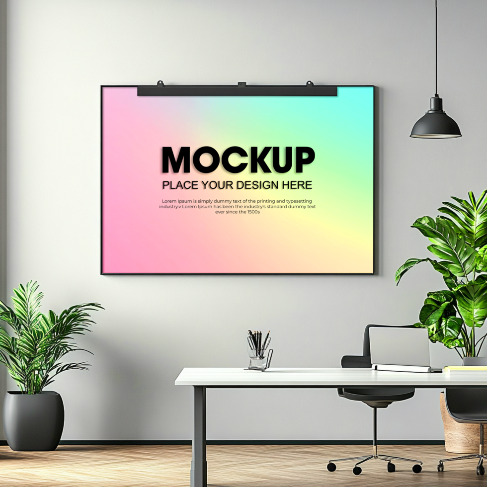 Modern Office Mockup Pastel Gradient Poster Design psd