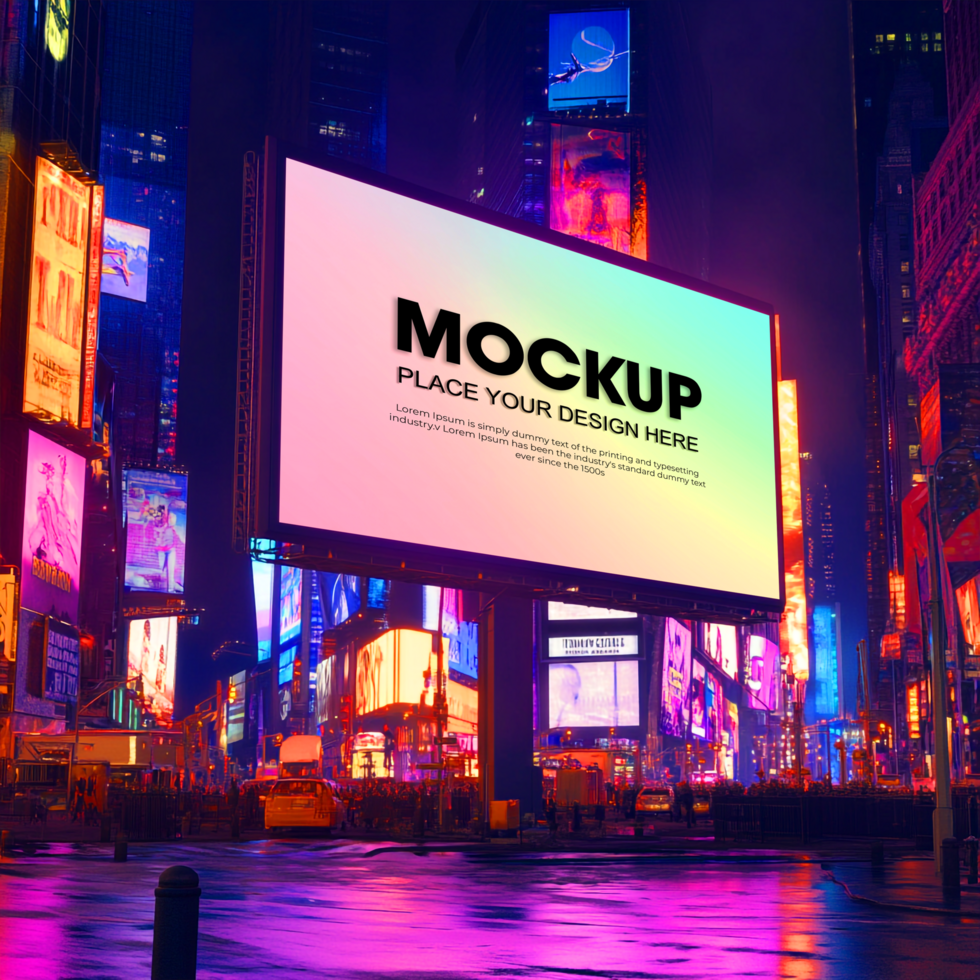Times Square Billboard Mockup Nighttime Advertising Display psd