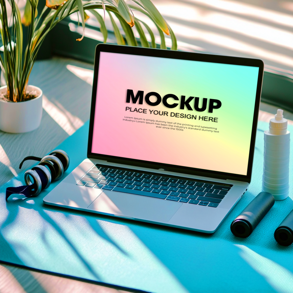 Laptop Mockup Fitness App Design psd