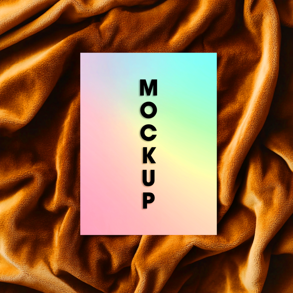 Vibrant Holographic Mockup on Mustard Velvet Background psd