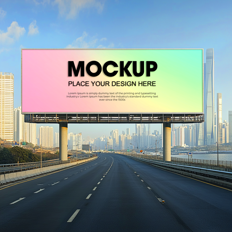 Billboard Mockup Highway Advertising Outdoor Signage Digital Display Template psd