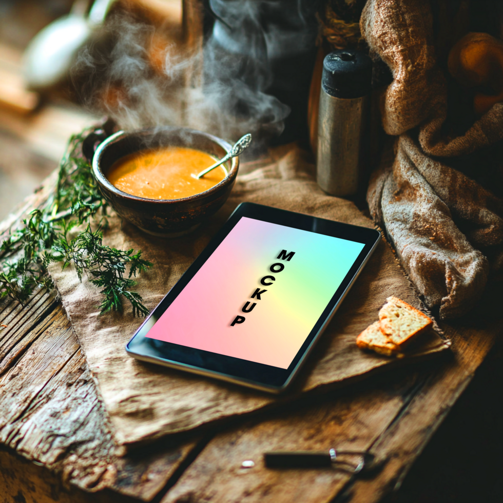 Cozy Fall Soup Tablet Recipe Delicious Autumn Vibes psd