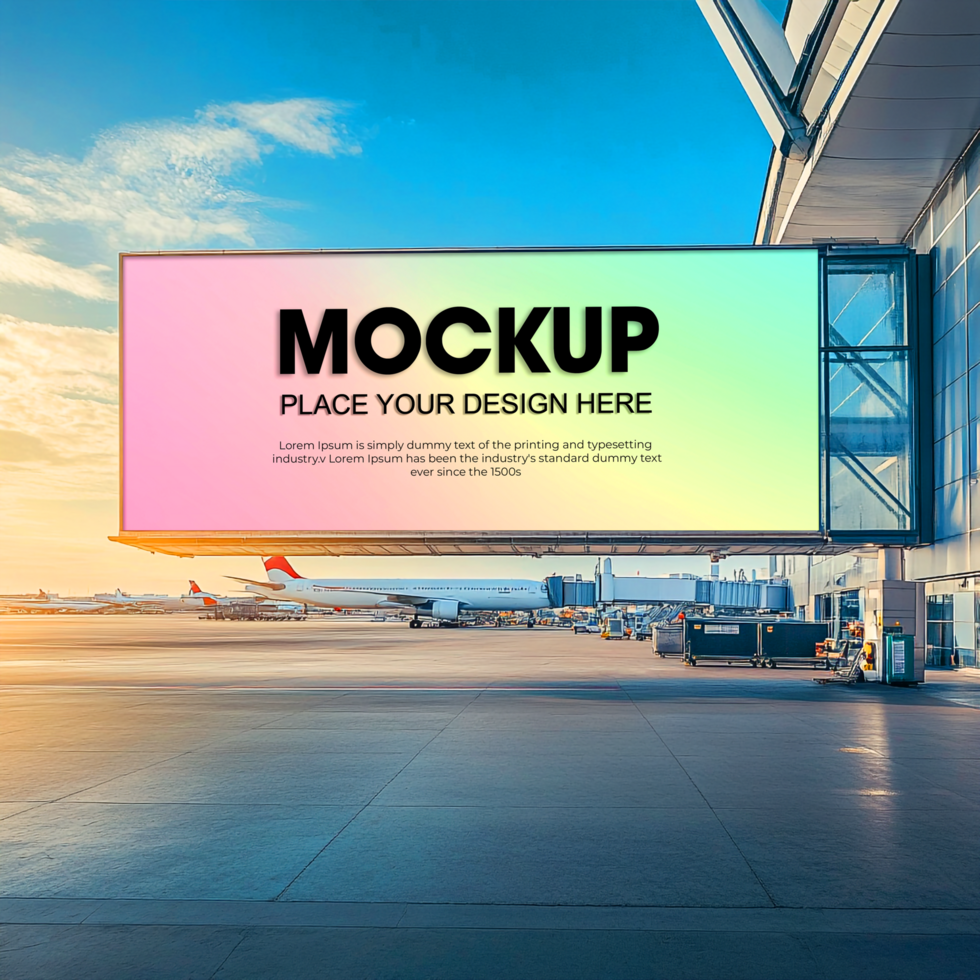 Airport Billboard Mockup Large Digital Screen Ad Template psd
