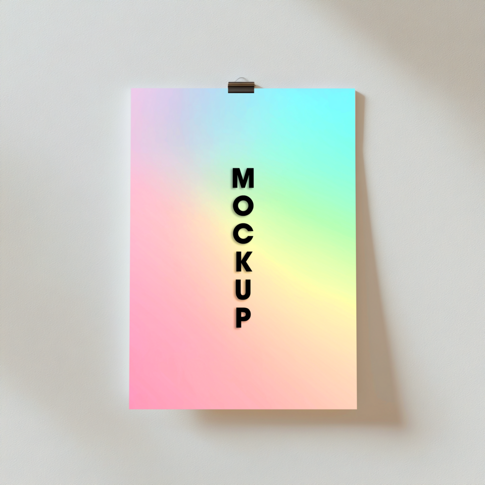 Pastel Rainbow Gradient Poster Mockup A4 Print Template psd
