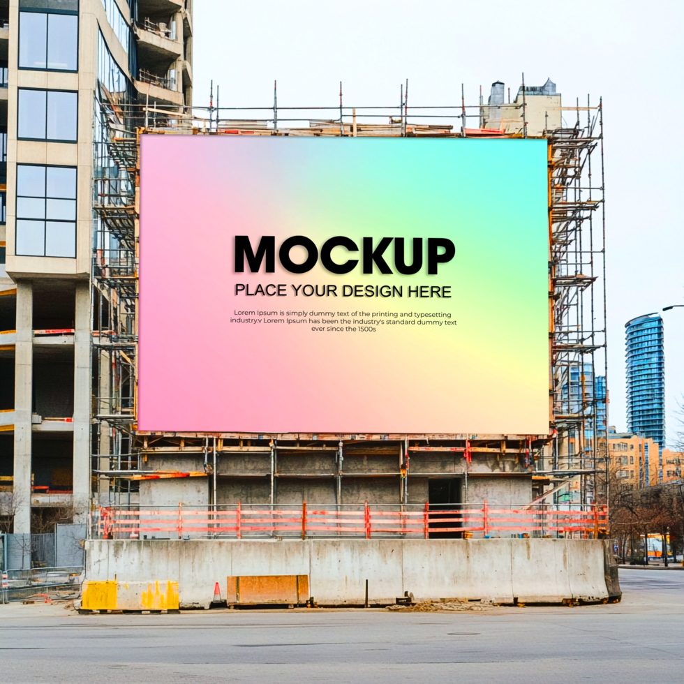 Billboard Mockup Urban Construction Site Advertising Banner Template psd