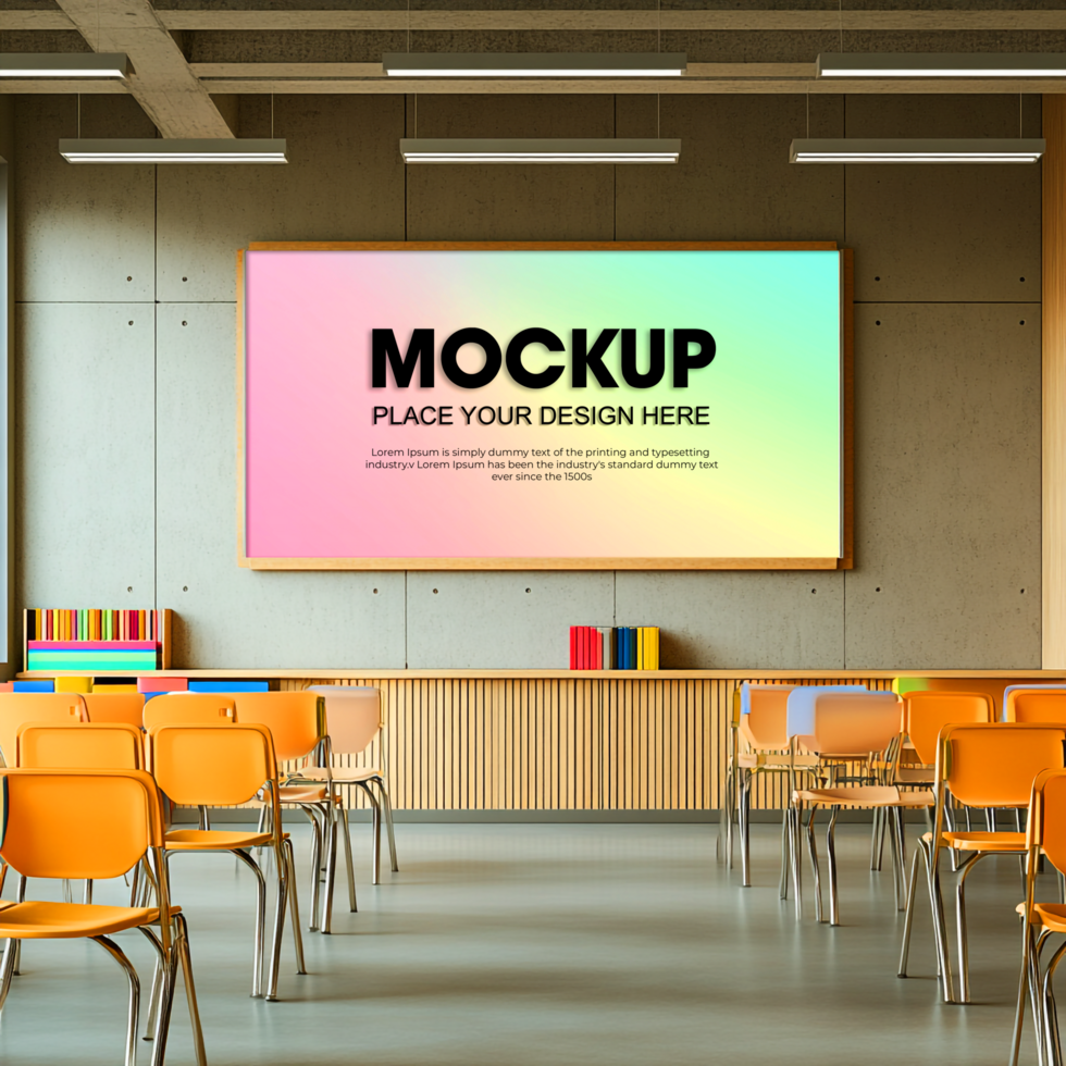 Classroom Mockup School Poster Presentation Digital Signage Template Design psd