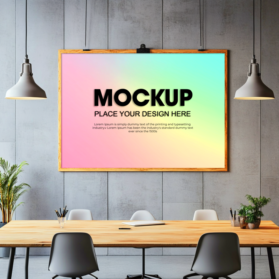 Modern Office Poster Mockup Colorful Gradient Background psd