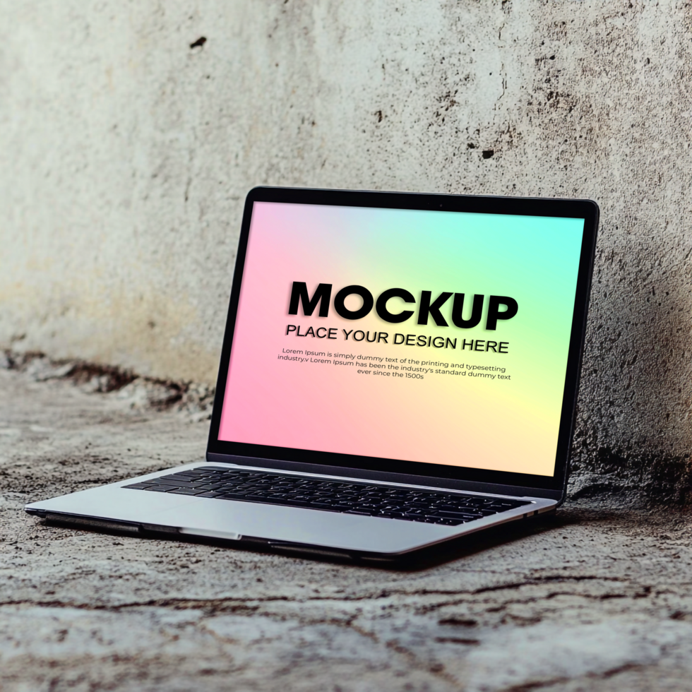 Laptop Mockup Modern Device on Grunge Background psd