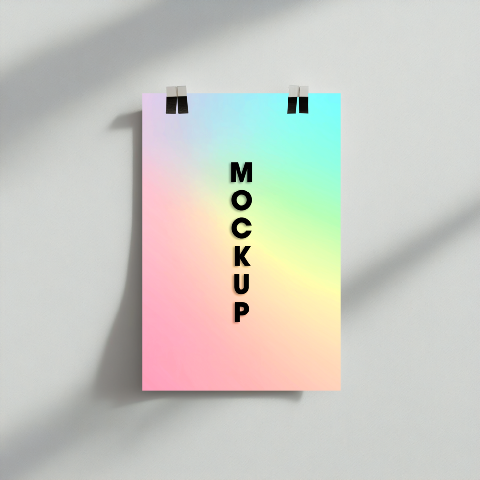 Pastel Rainbow Gradient Poster Mockup Free Printable Template psd