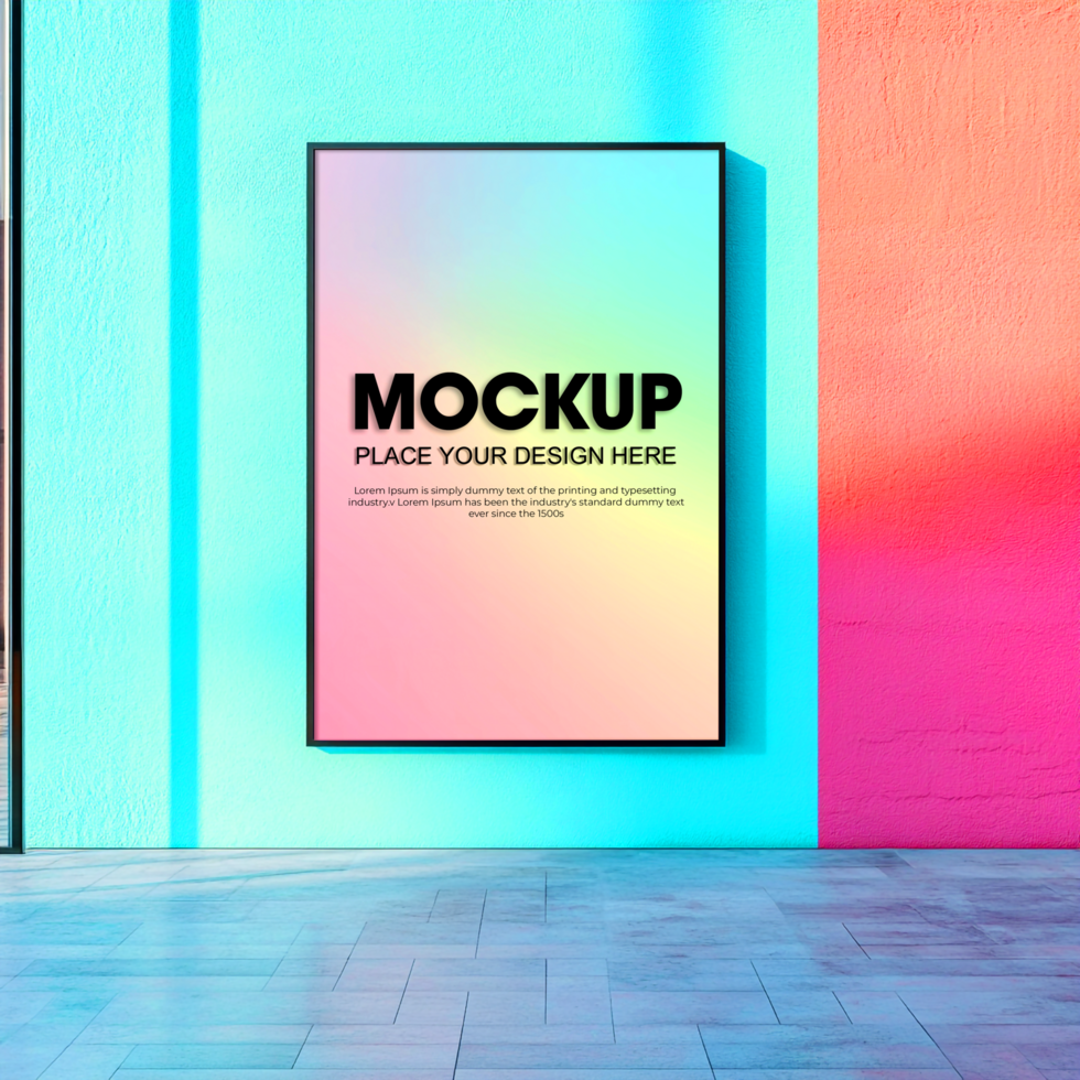 Modern Poster Mockup Colorful Wall Gradient Background psd