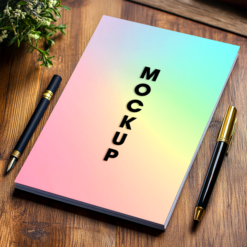 Pastel Rainbow Notebook Mockup Branding Stationery Design psd