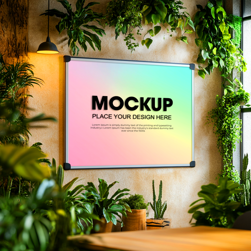 Vibrant PlantFilled Room Mockup Showcase Your Design psd