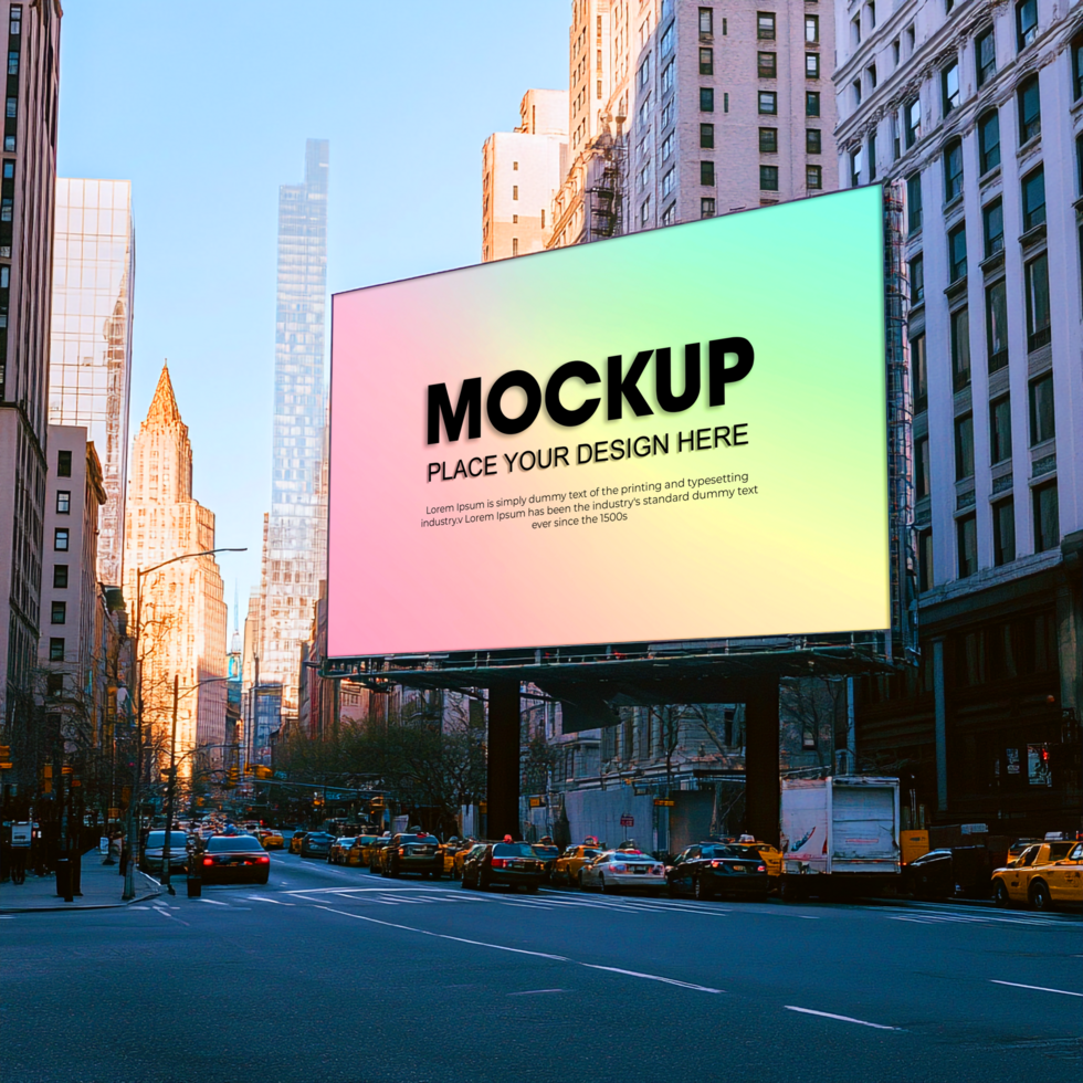 Giant Billboard Mockup in a Busy City Street psd
