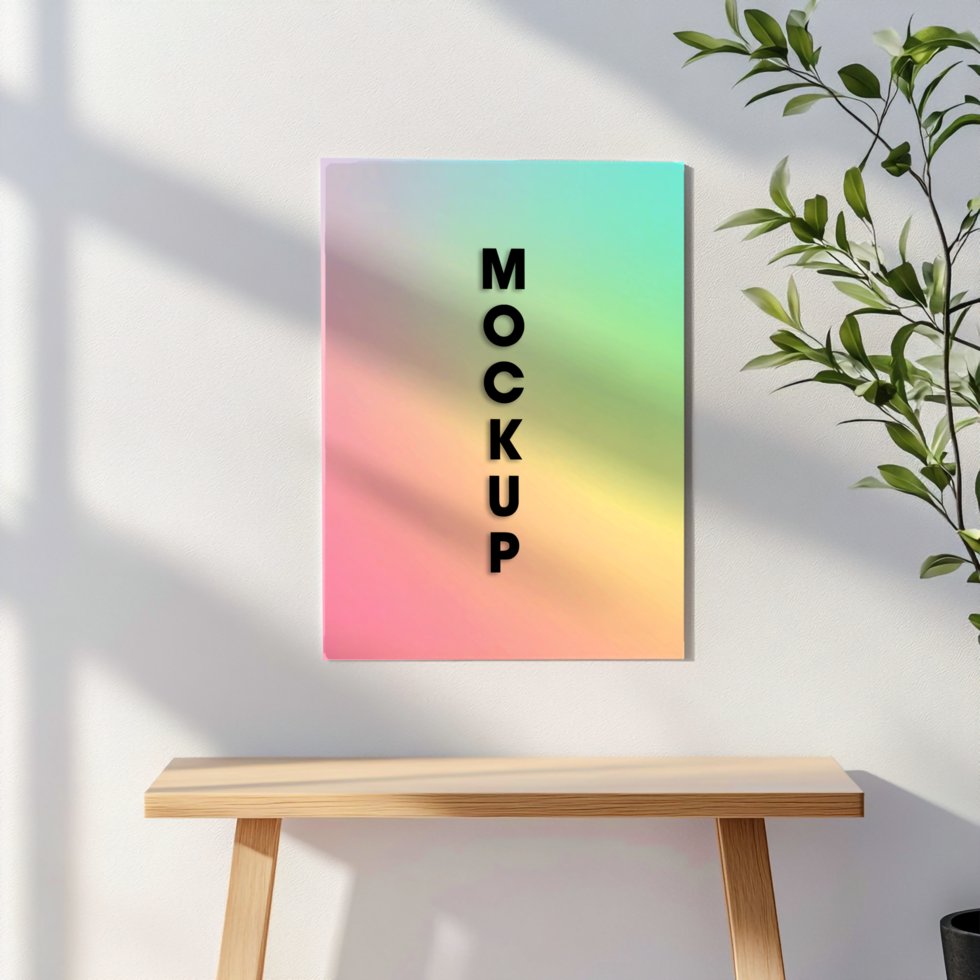 Pastel Rainbow Mockup on Canvas in Modern Home Setting psd