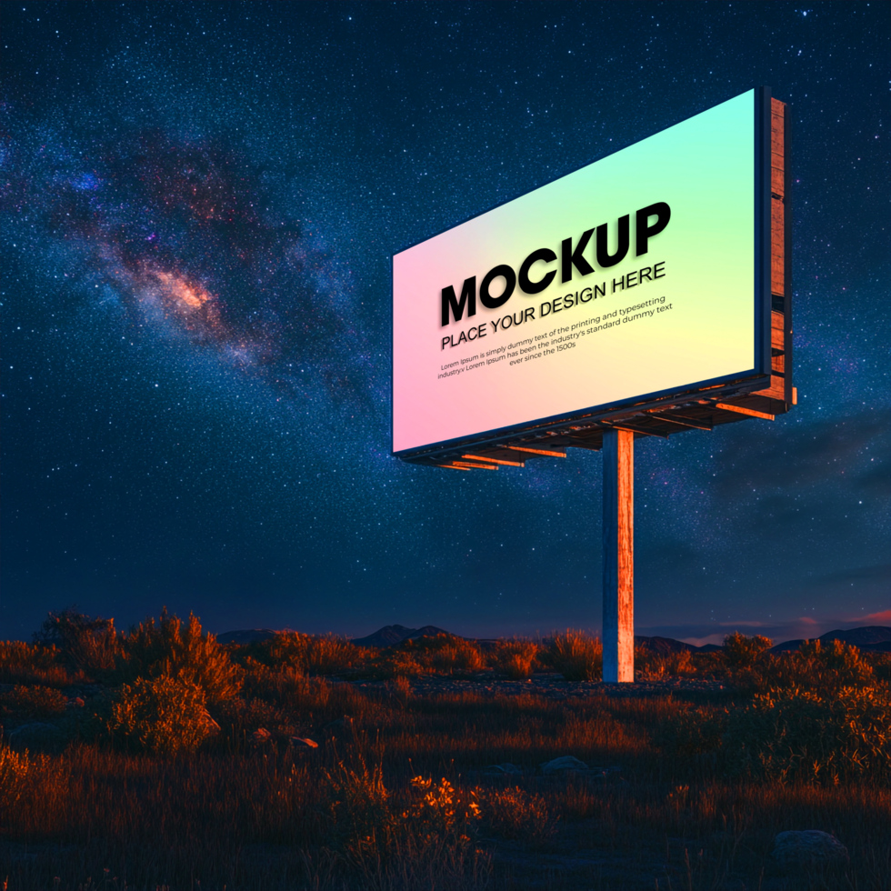 Night Sky Billboard Mockup Large Digital Signage Template psd