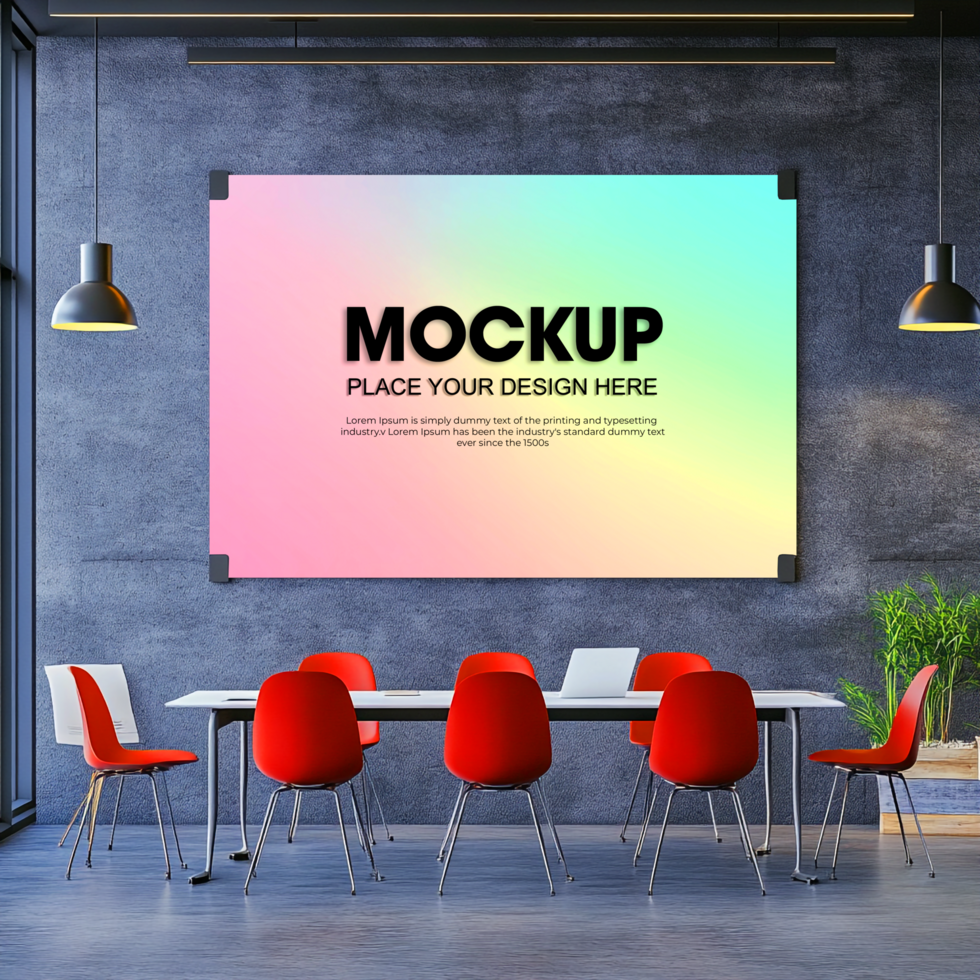 Modern Office Mockup Showcase Your Design on This Realistic Poster psd