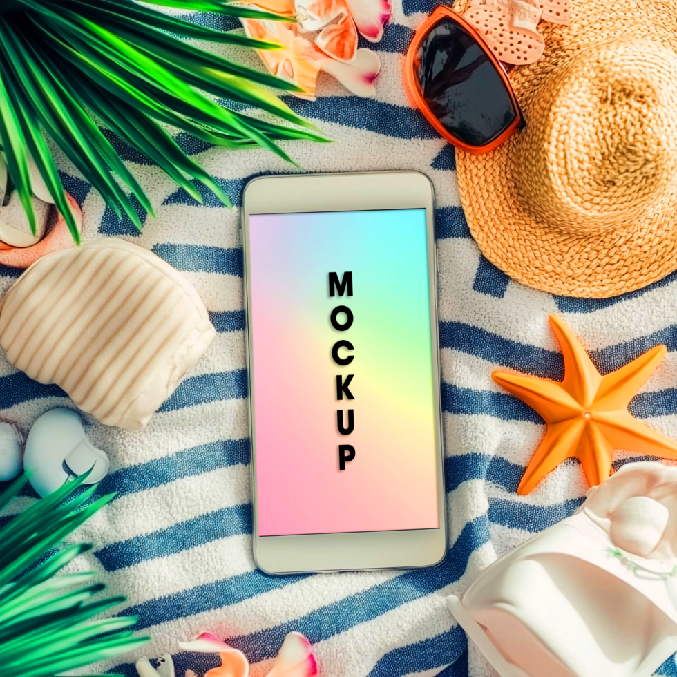 Summer Beach Phone Mockup Perfect for Your App Design psd