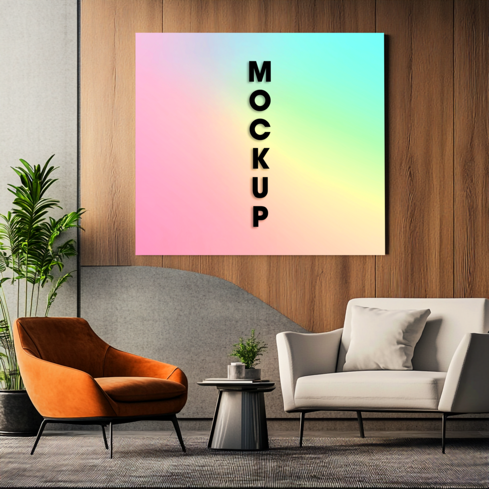 Modern Pastel Gradient Canvas Mockup Interior Design Branding psd