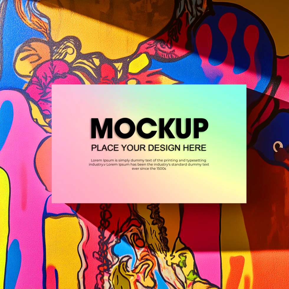 Holographic Business Card Mockup Vibrant Rainbow Gradient Design psd