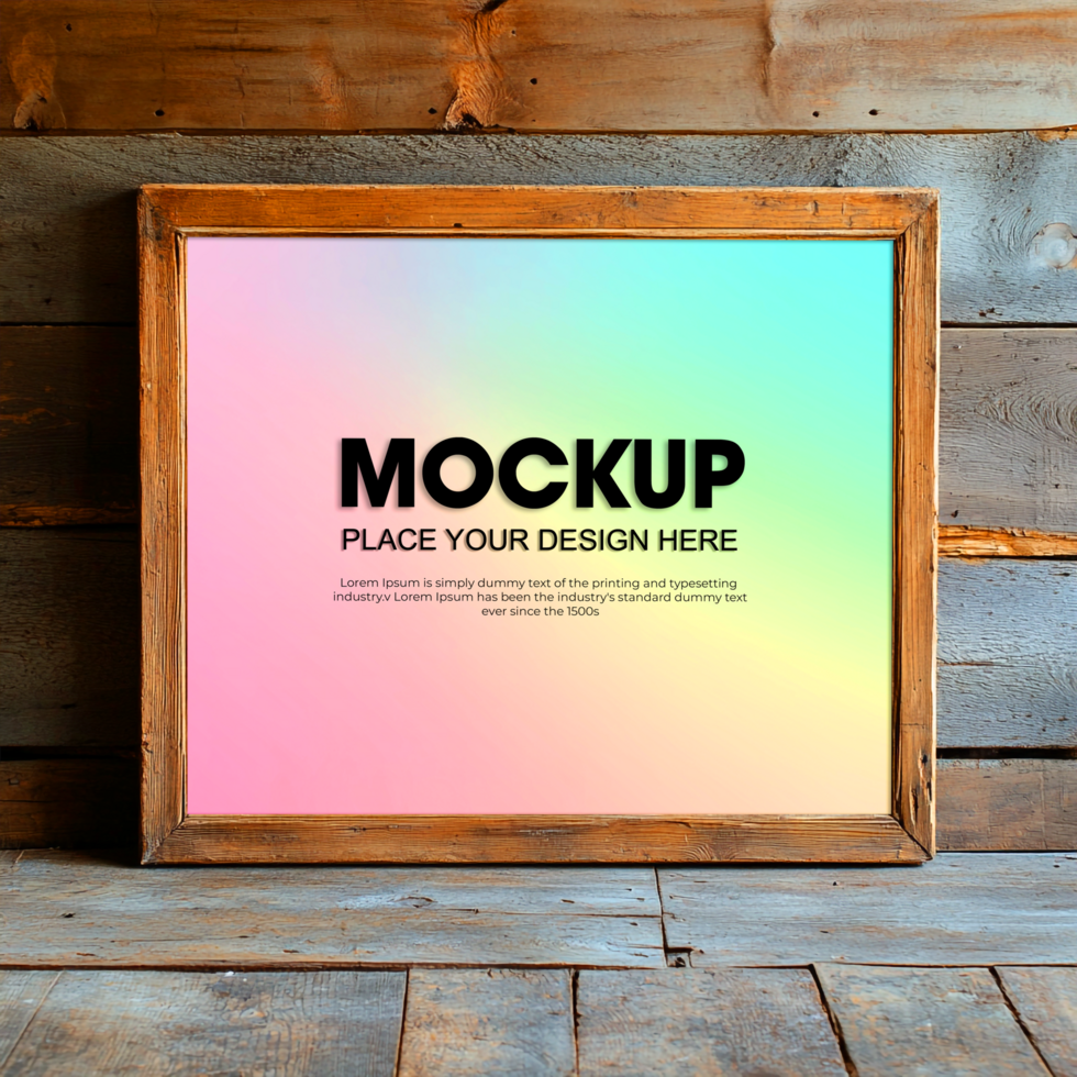 Rustic Wooden Frame Mockup Background psd
