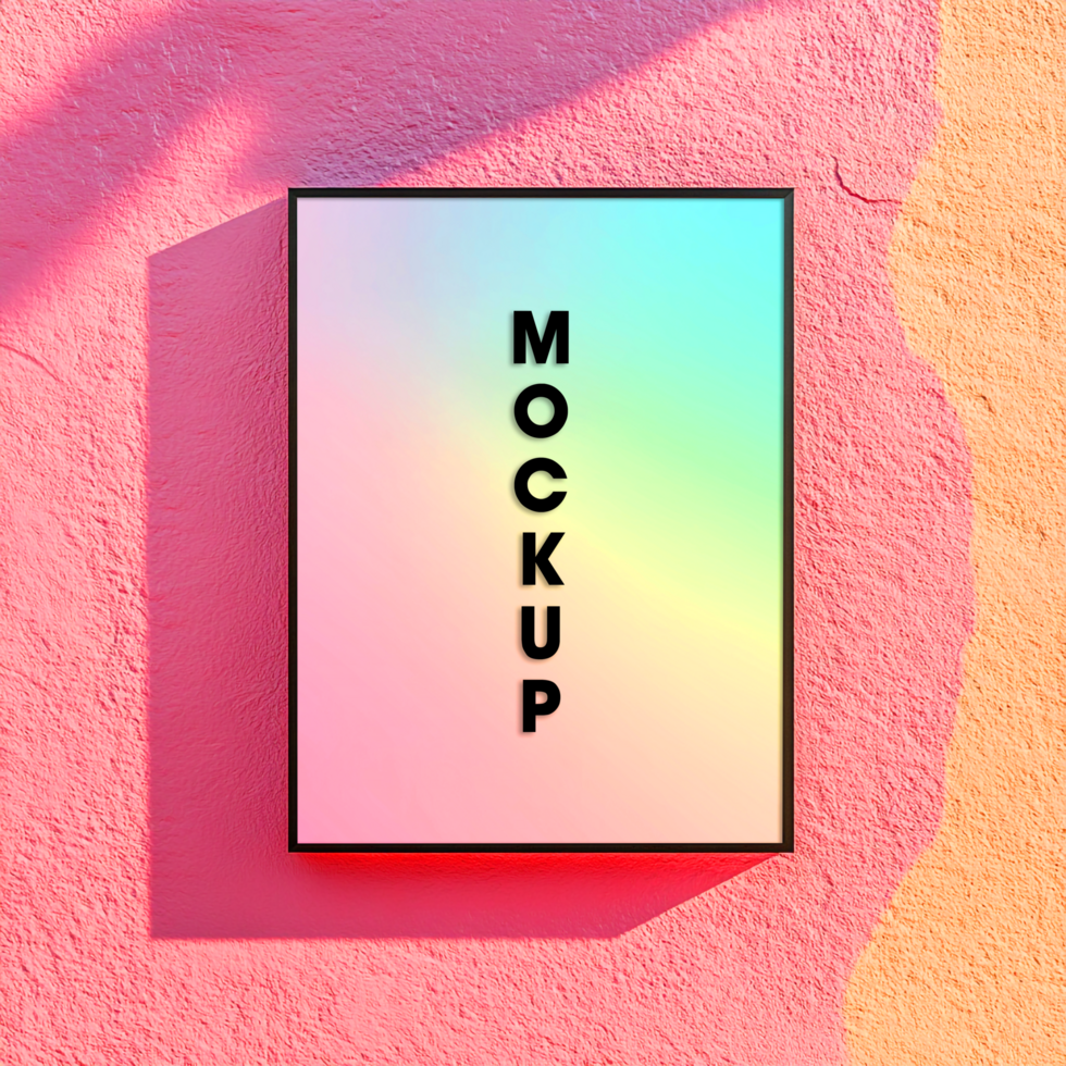 Holographic Mockup Pastel Rainbow Gradient Background psd
