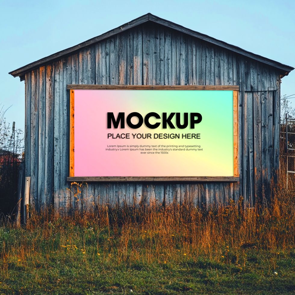 Rustic Wooden Shed Mockup Billboard Advertising Template psd