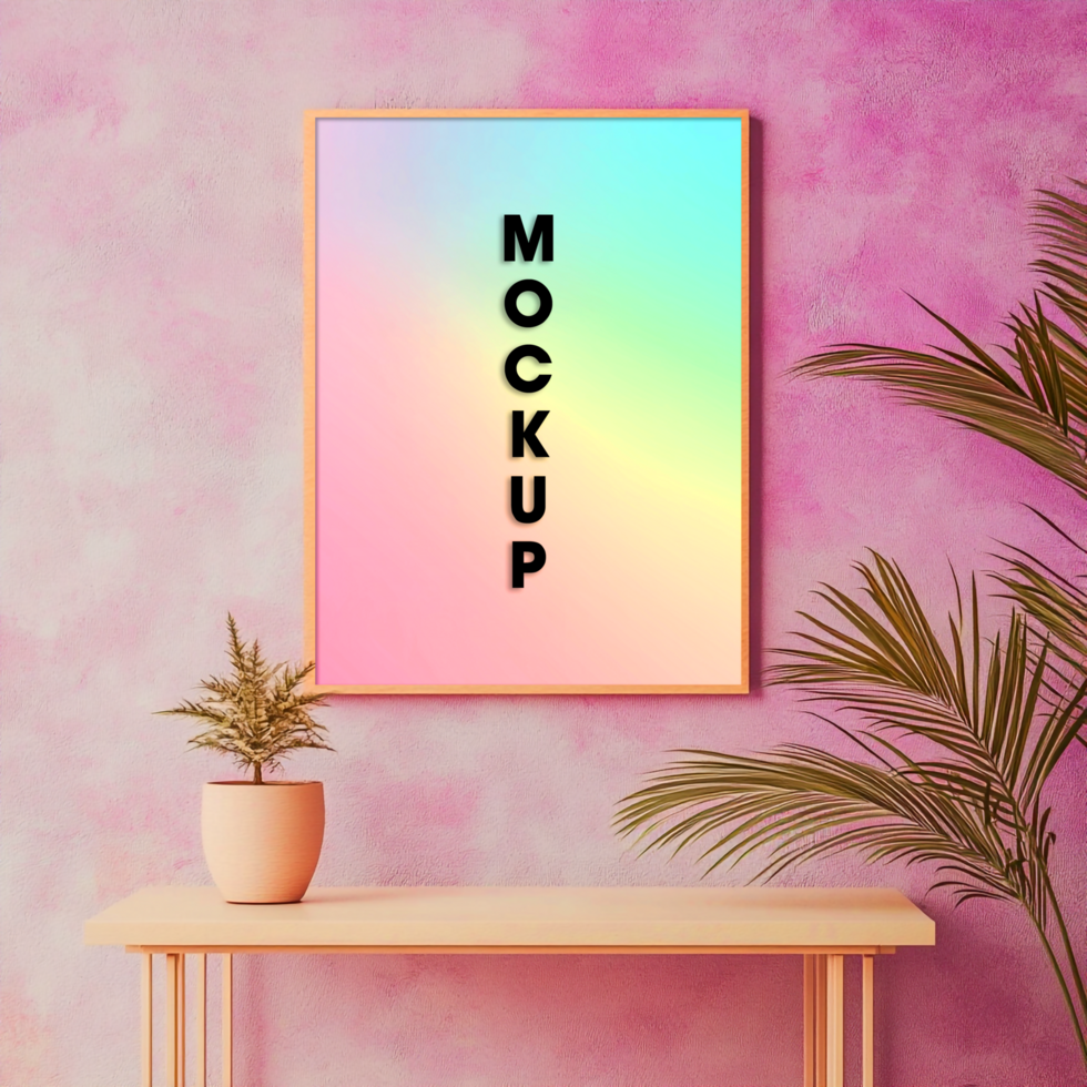 Pastel Rainbow Mockup Poster Frame psd